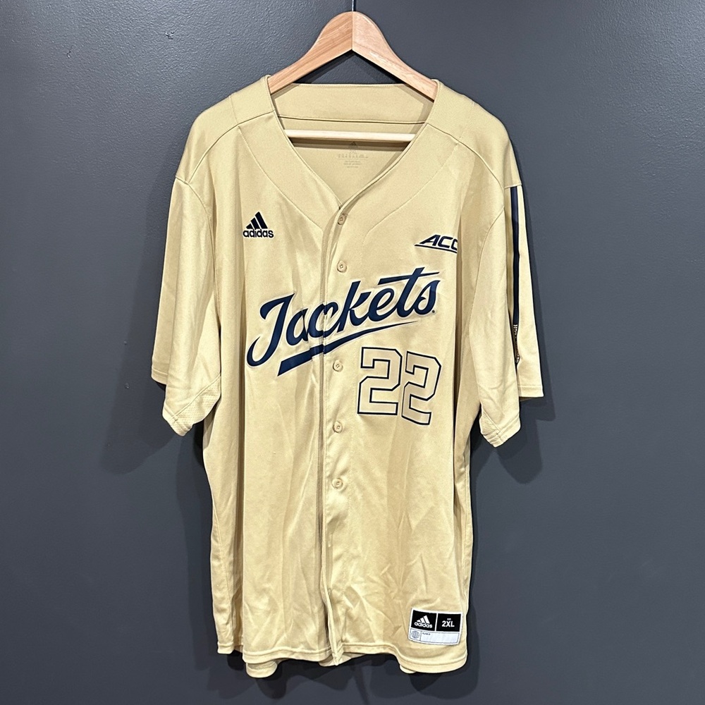 Georgia Tech Yellow Jackets NCAA Adidas Men's Official Baseball Jersey 2XL